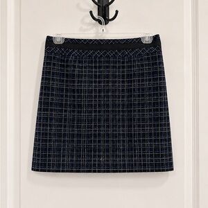Ann Taylor LOFT Petites Navy Tweed Plaid Mini Skirt Size 00P